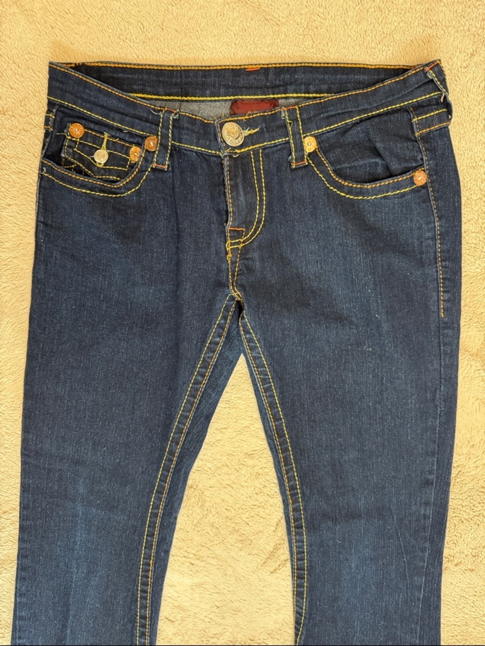 True Religion Joey Super T Indigo Dark Wash Flared Leg Jeans sz 31 - Picture 3 of 12